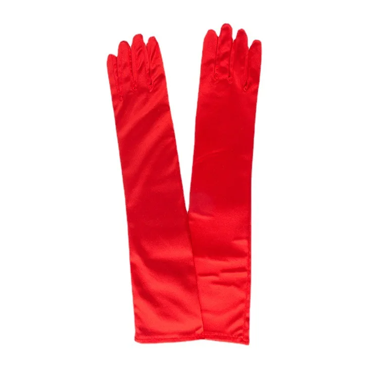 Gloves Satin 45cm Long Stage Performance Formal Ceremony Wedding Party Banquet Accessory Elegant Soft Lightweight