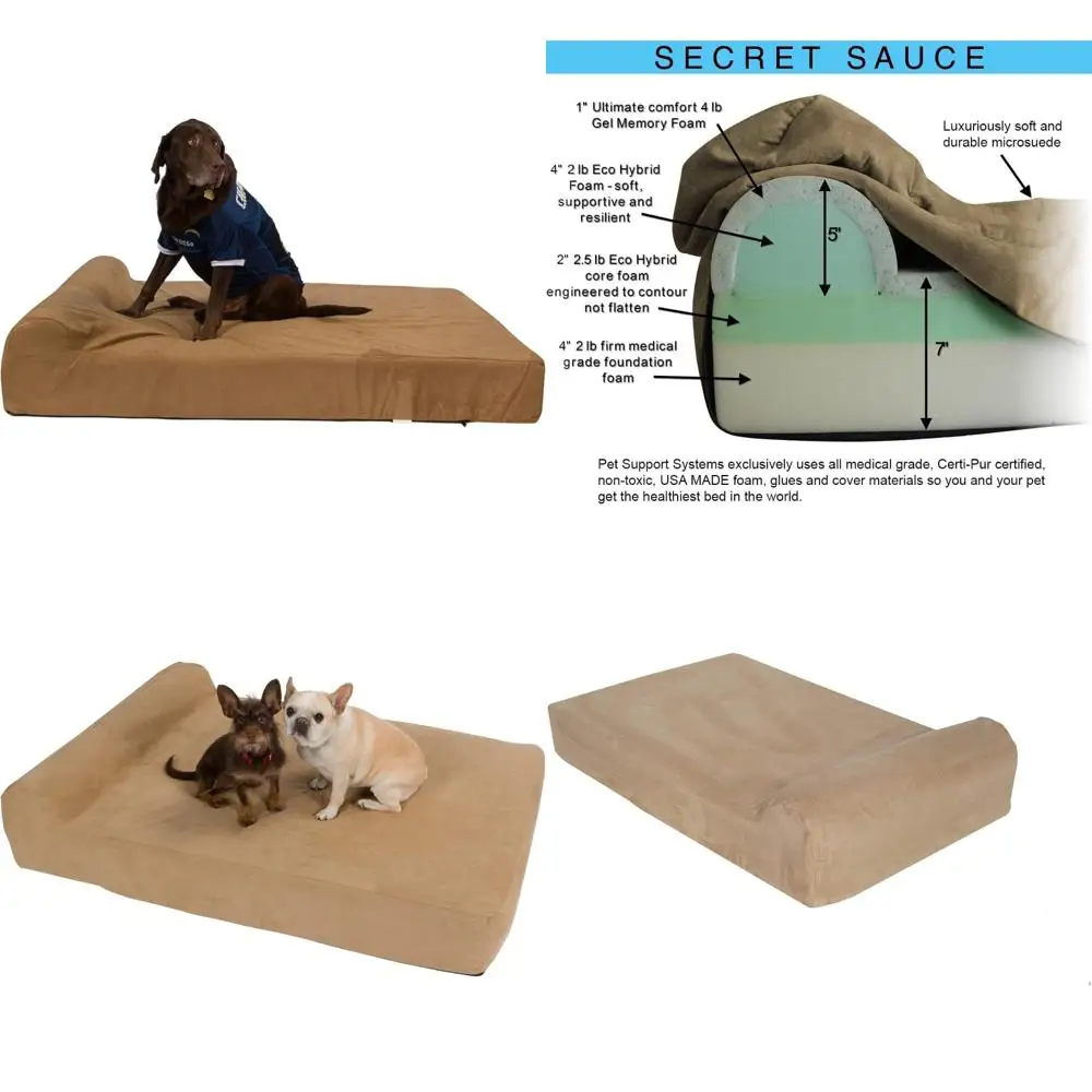 

Luxury Gel Memory Foam Orthopedic Dog Bed with Bolster for Large Breeds - Comfortable and Durable Pet Bed