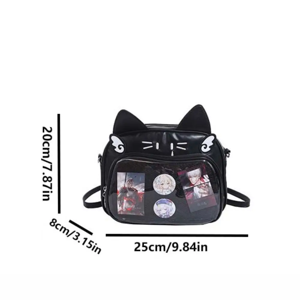 지퍼 가방 Kawaii 고양이 Itabag PU 아이돌 상품 보관 투명 포켓 지갑 배지 보관 가방 패션 배낭 소녀