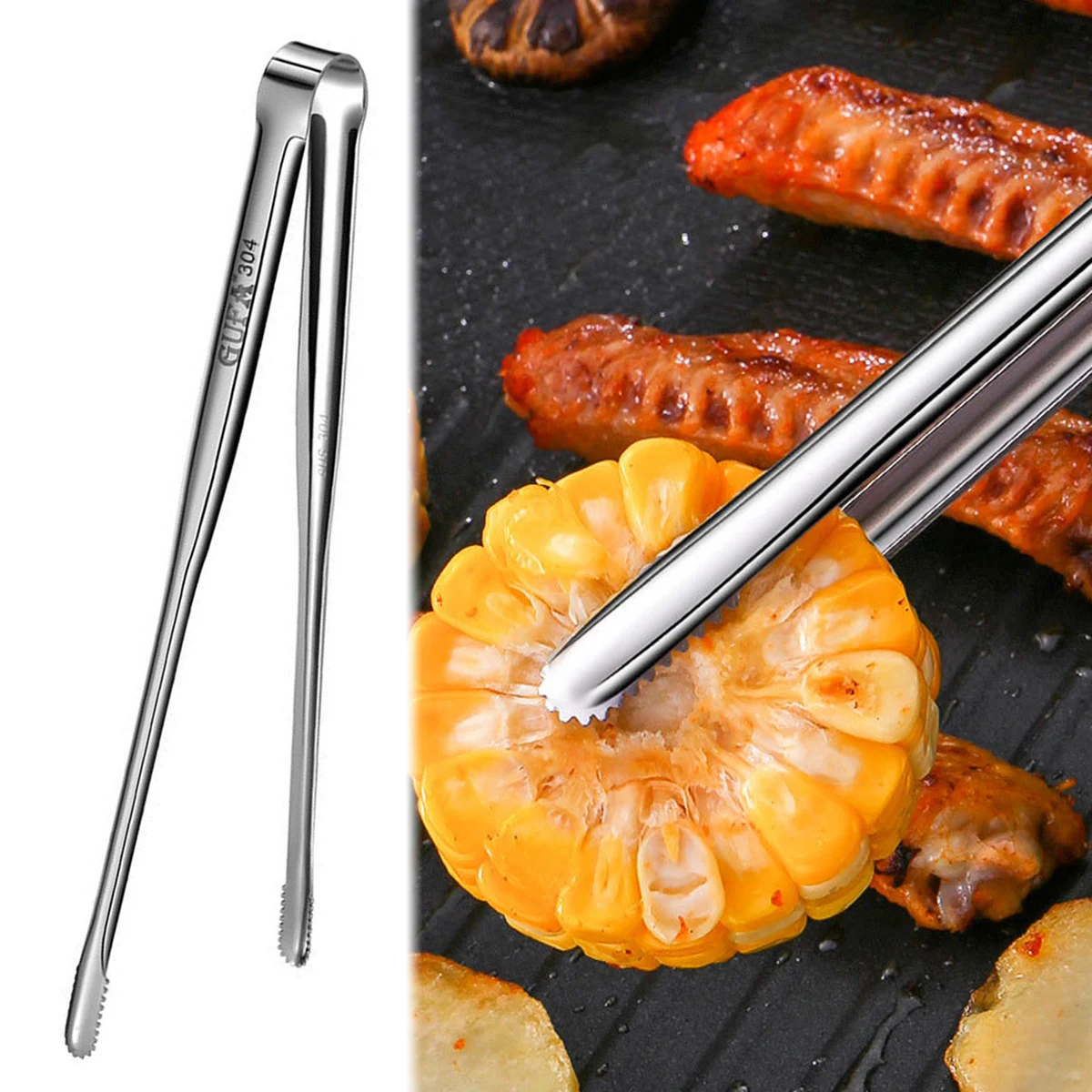 Stainless Steel Barbecue Tongs Buffet Tongs Barbecue Steak Tongs Household Commercial Food Tongs Practical Kitchen Tools