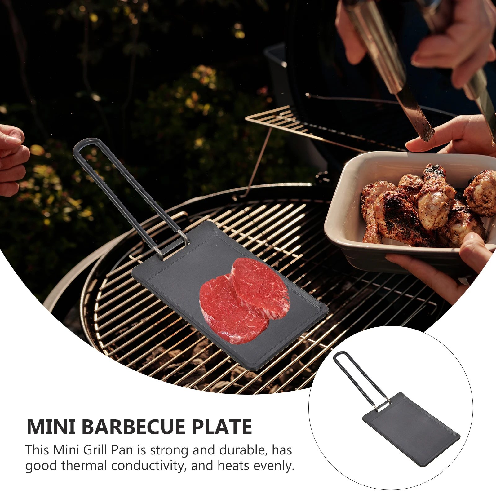 

Mini Grill Pan Small Camping Baking Dish Outdoor Nonstick Pans Cast Iron Compact Even Heating Practical Use BBQ Tool