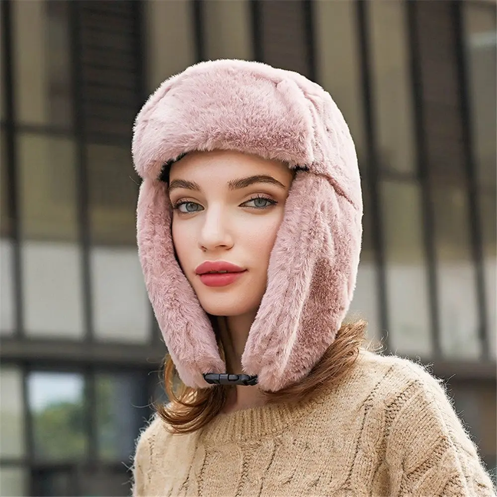 Cappello invernale antivento in peluche spesso da donna e uomo Cappello bomber con berretti da neve russo Colbacco
