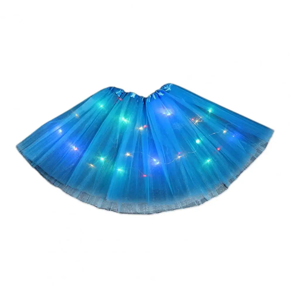 

Led Light Skirt Colorful Led Light-up Mesh Skirt for Women with Elastic Waist Multi-layered Gauze Design for Stage Shows Parties