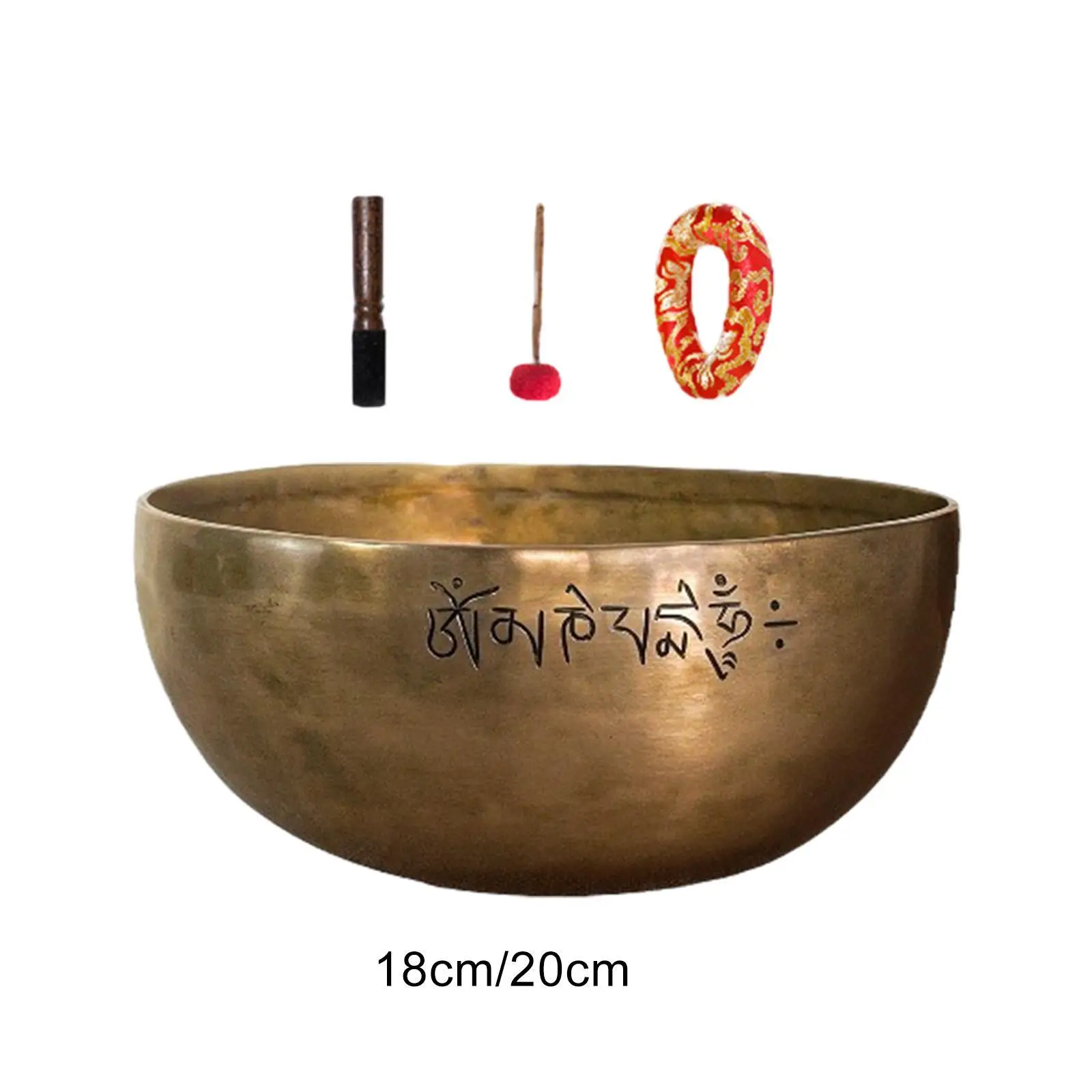 Brass Sound Bowl Set Traditional, Meditation Bowl with Mallet & Cushion for Relaxation