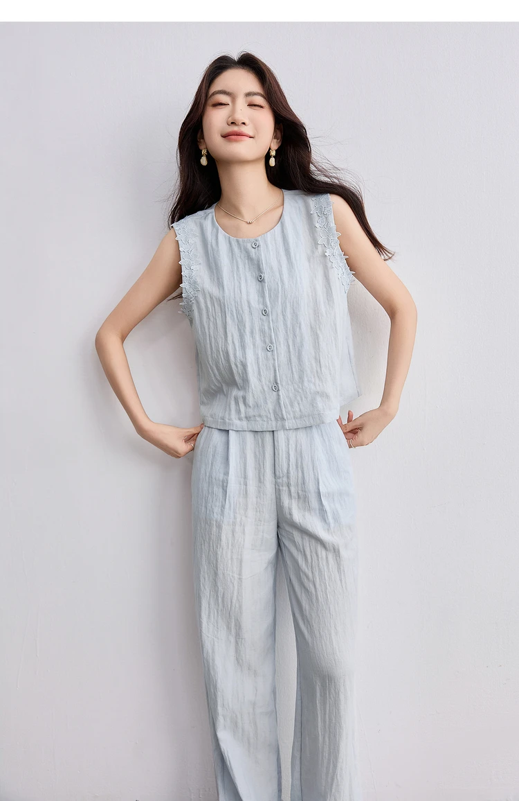 

SENTUBILA Summer Women's Two Piece Linen Set Outfit 2025 New Matching Ladies Pant Suit Costume Femme Ensemble Clothing 152ZA2077