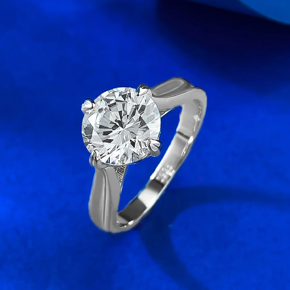 Clássico 100% 925 prata sólida 8*8mm anel de diamante de alto carbono para mulheres proposta de noivado de casamento anel festa jóias finas presente