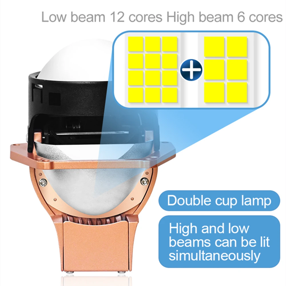 Car 3 inch 12V 140W 6000K Bi Laser LED Projector Dual Lens Headlight 140W 6000K For H4 H7 9005 9006 Hella G5 3R Car Accessories