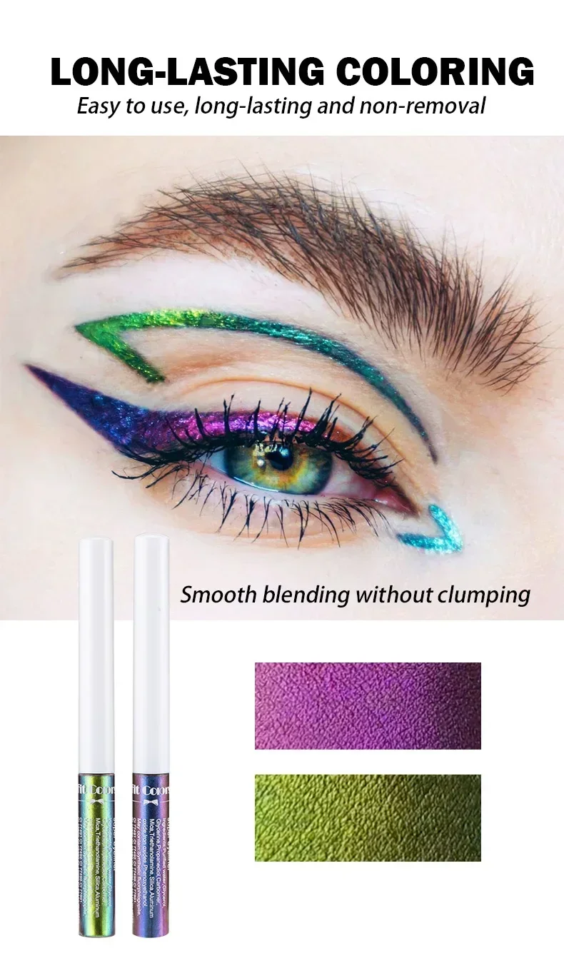 1pc Shiny Metallic Eyeshadow Liner Chameleons Multi Chrome Eyeliner Liquid Pearl Gloss Color Aurora Eyes Make up Glitter Pigment