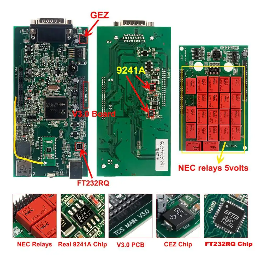 10pcs/Lot New 2021.11 Free Keygen VD150 V3.0 Red NEC Relays 9241A Double PCB Bluetooth DS150e TCS Car Truck Multidiag Pro