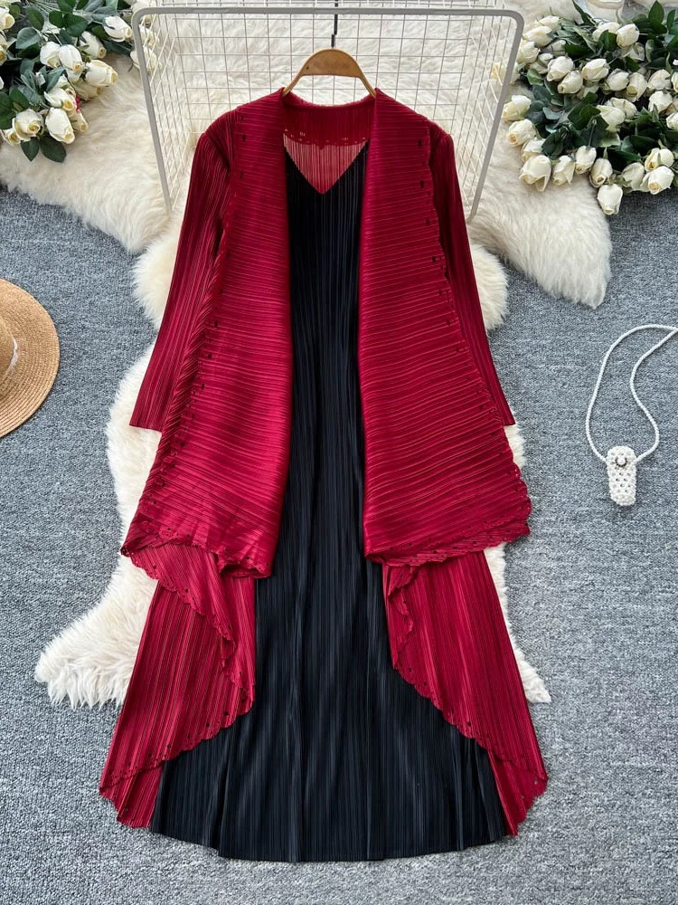 

Корейский модный комплект для офиса: женский осенний облегающий комплект с длинной юбкой и юбкой с высокой талией, деловой офисный ансамбль с плиссированным дизайном