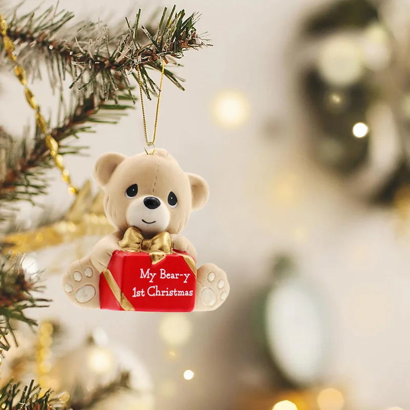 

Precious Moments Ceramic Crafts Cute Bear Figurine Home Decoration Tabletop Ornament Christmas Pendant Holiday Gifts
