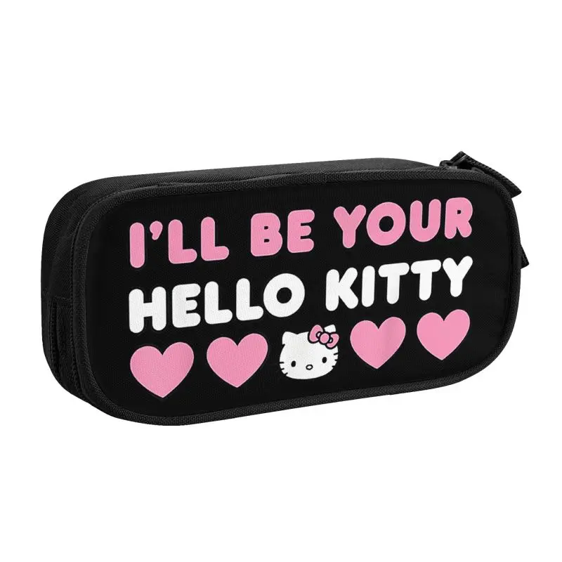 Imagem -02 - Olá Kitty Coração Lápis Cases Grande Capacidade Lápis Bolsa Bonito Personalizado Menina Menino Escola de Estudante