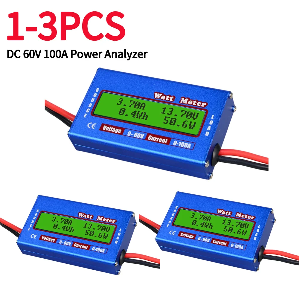 1-3PCS Digital LCD Display DC 60V 100A Balance Voltage Battery Power Analyzer Watt Meter Checker Balancer Charger RC Tools