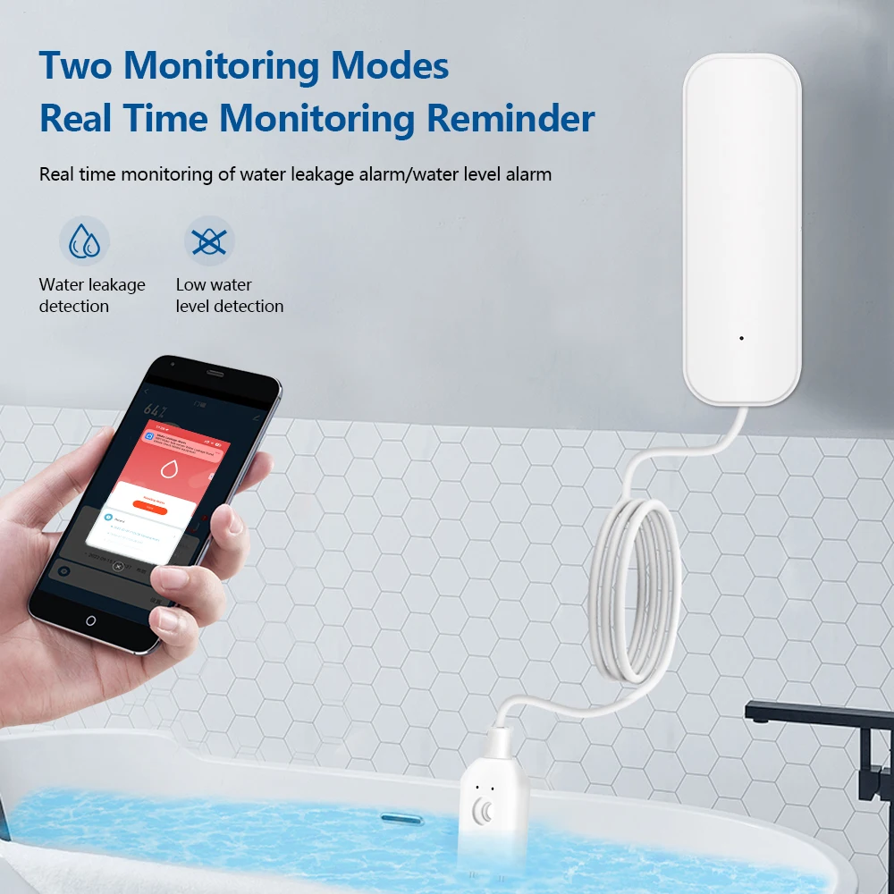 ONENUO Zigbee Water Level Sensor Tuya Leakage Alarm Flood Leak Detector Smart Home Life APP Water Alert Overflow Alarm