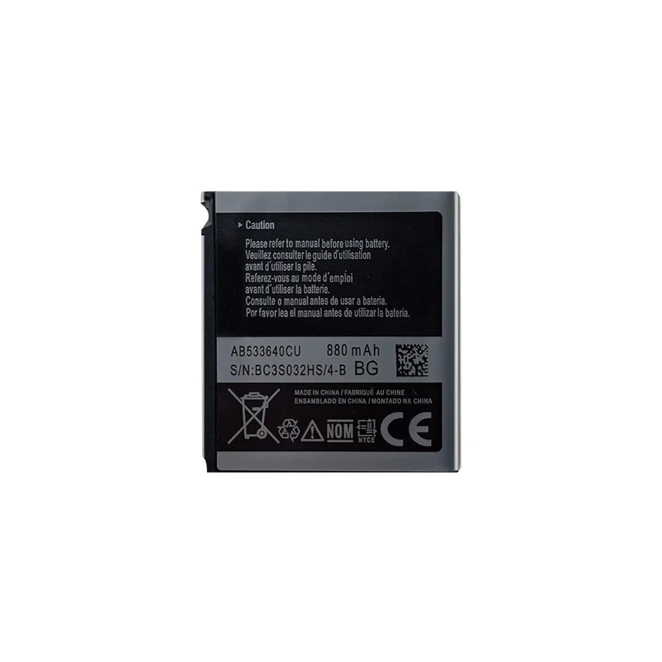 AB533640CC AB533640CU/CK/CE Battery For Samsung S6888 S3710 S3600C GT-S3600i S3930C S3601C S5520 S569 880Mah With Track Code