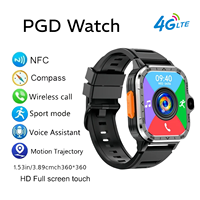 PGD 4G Android Smartwatch with Steel Strap 8GB+128GB Storage 2.03 IPS Display Dual Camera WiFi GPS Waterproof NFC Fashion Model