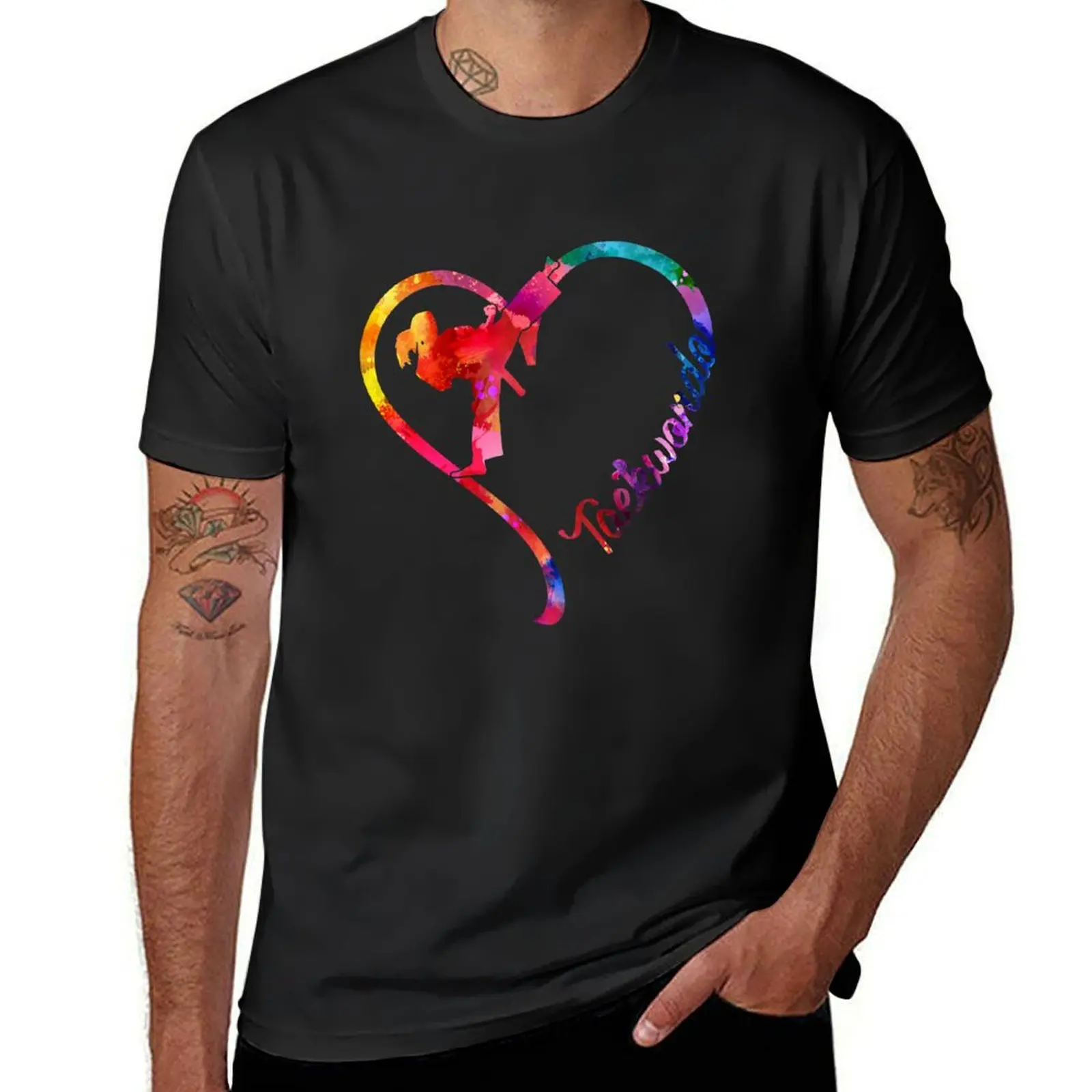 

Teakwondo heart T-Shirt boys animal print oversizeds cotton graphic tees Short sleeve tee men