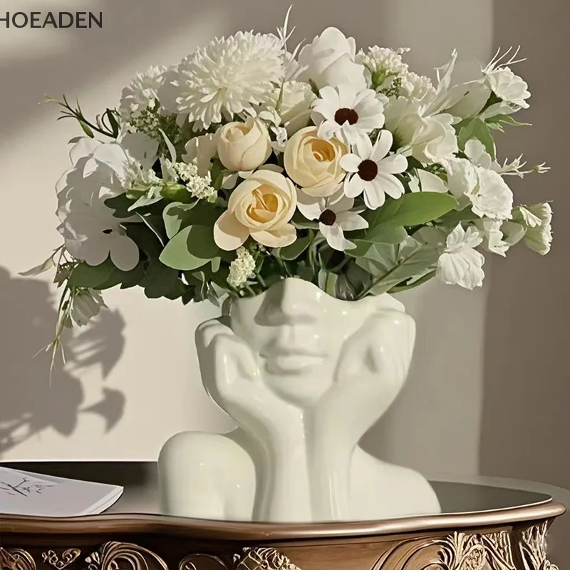 Ins Nordic Stil Vinyl Vase Denken Mädchen Gestaltung Kunst Blume Pflanzer Personalisierte Und Kreative Dekor Handwerk Ornament