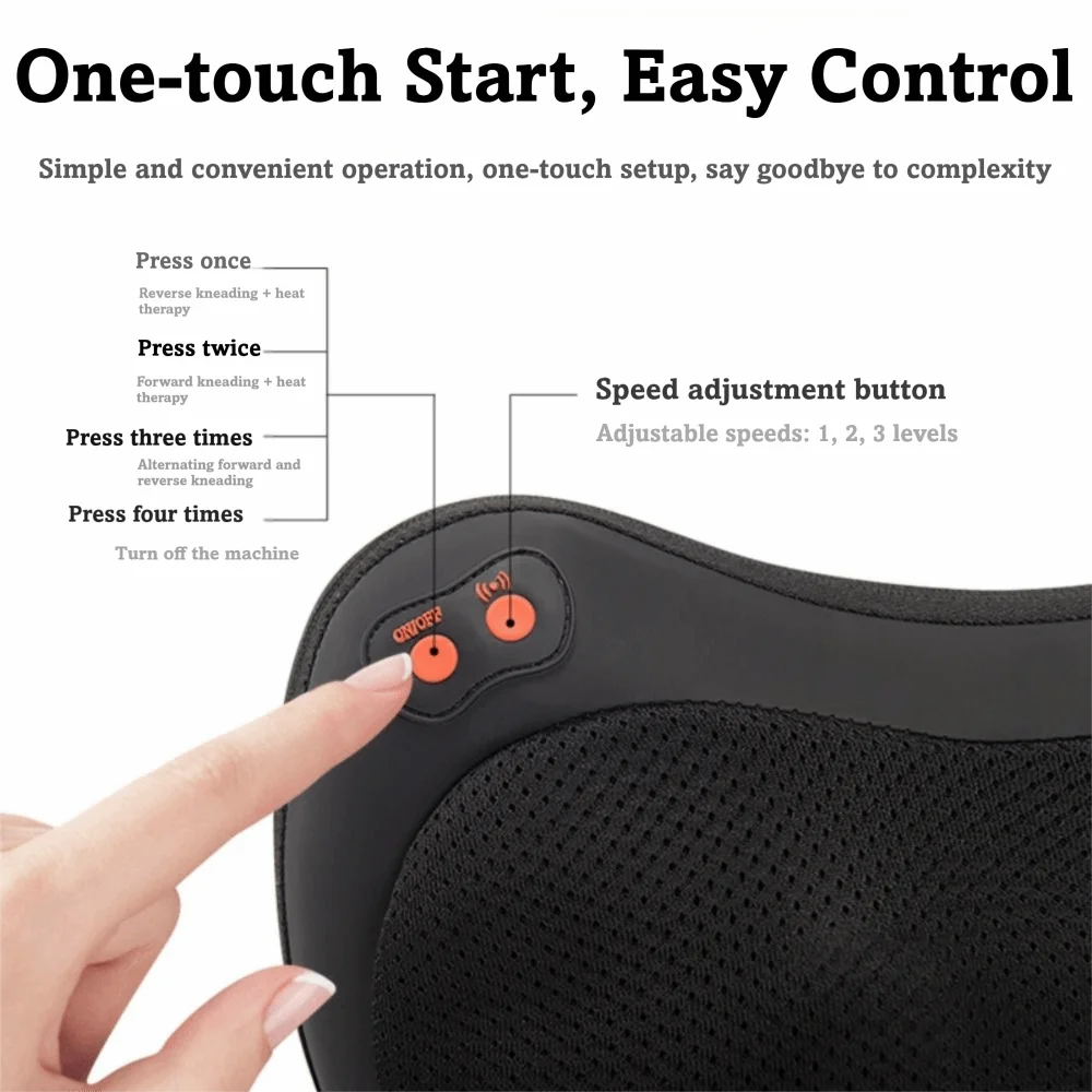 With Heat Back Massager 3D Simulation Deep Tissue Neck Massage Pillow Front And Back Kneading Shiatsu Massager Lumbar Massage
