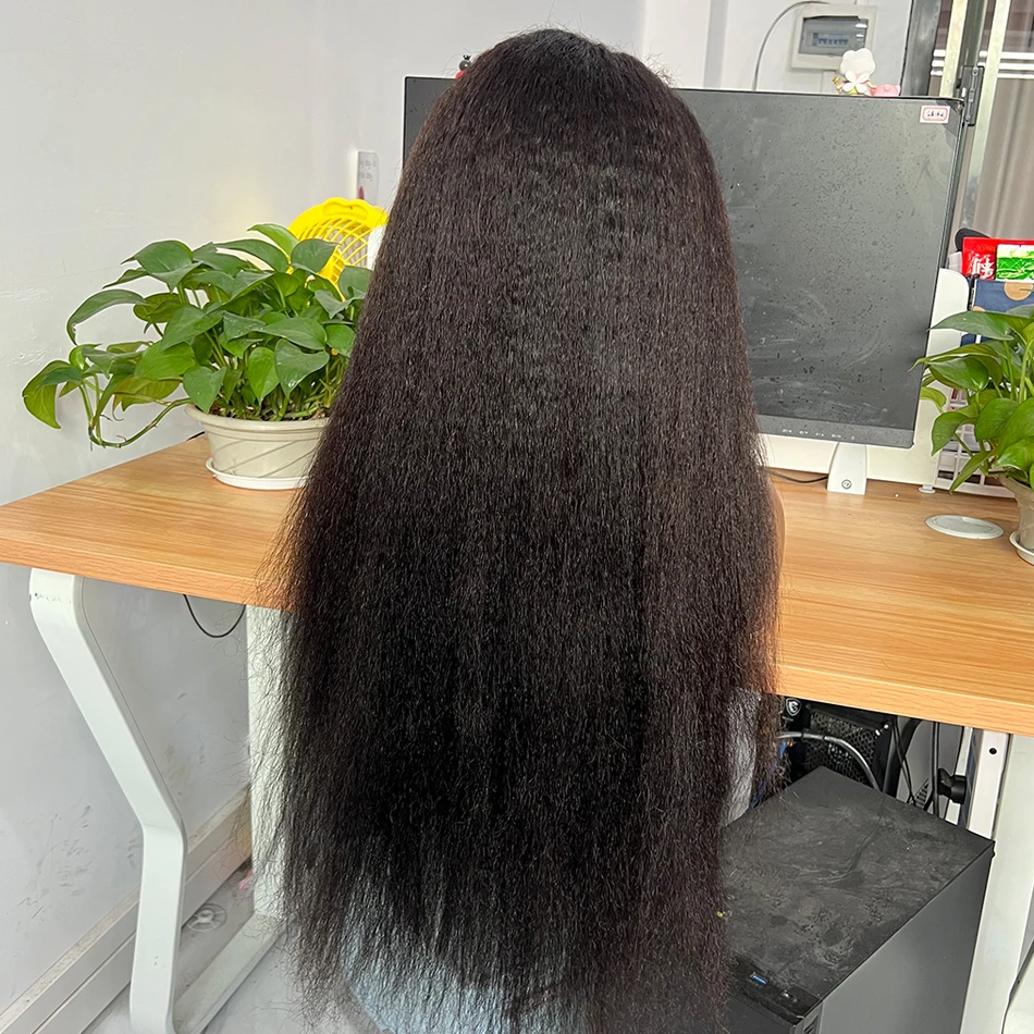 Peluca de cabello humano con frente de encaje HD 13x4 liso rizado 200% de densidad Color Natural nudos blanqueados prearrancados 100% pelucas de cabello virgen crudo