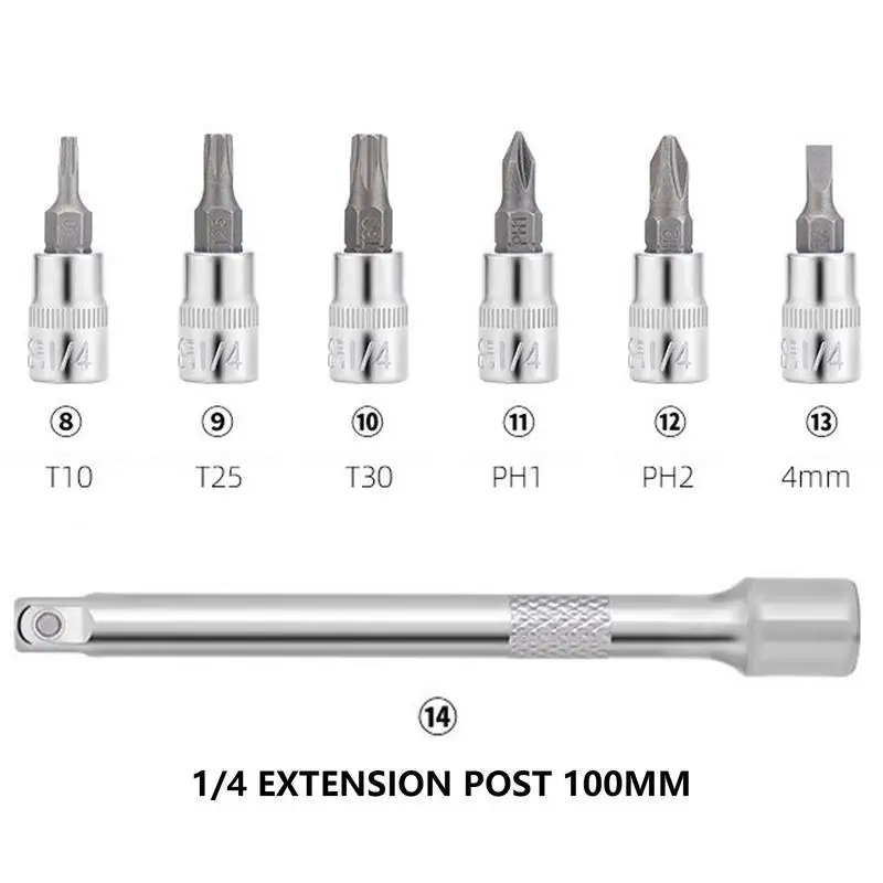 15Pcs Torque Wrench Set 1/4\