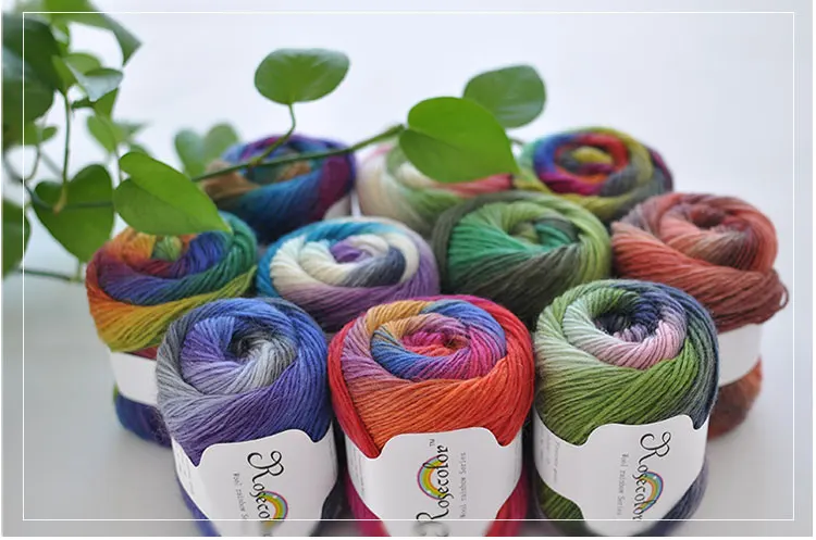 4*50g=200grams 100% Wool Yarn Rainbow Color for Hand Knitting Crochet Plush Thickness Lanas Thread DIY Soft Scarf Shawl Sweater