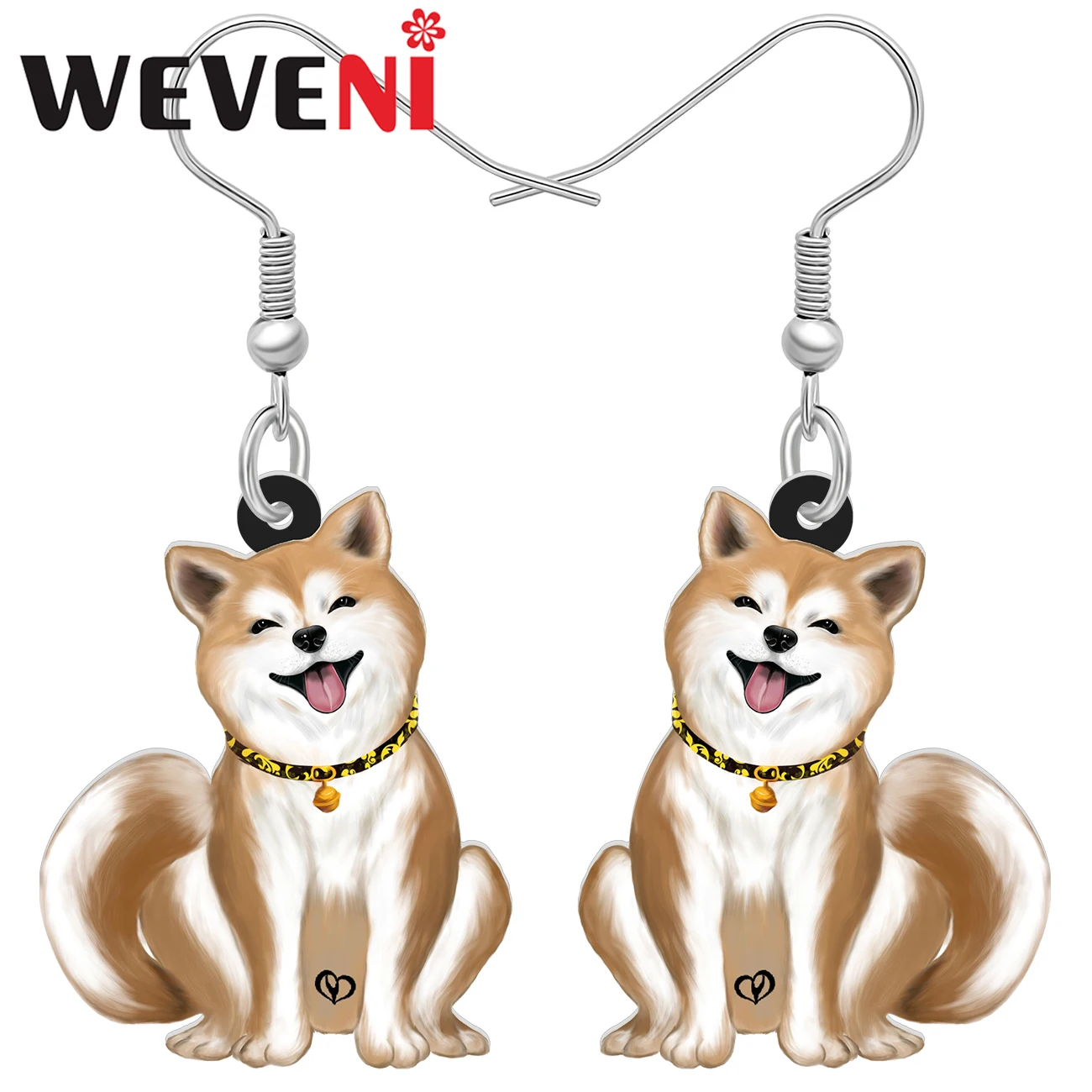 WEVENI Acrylic Sweet Japanese Akita Drop Dangle Dog Earrings Charm Puppy Pets Jewelry Gifts For Women Girls Kids Accessories