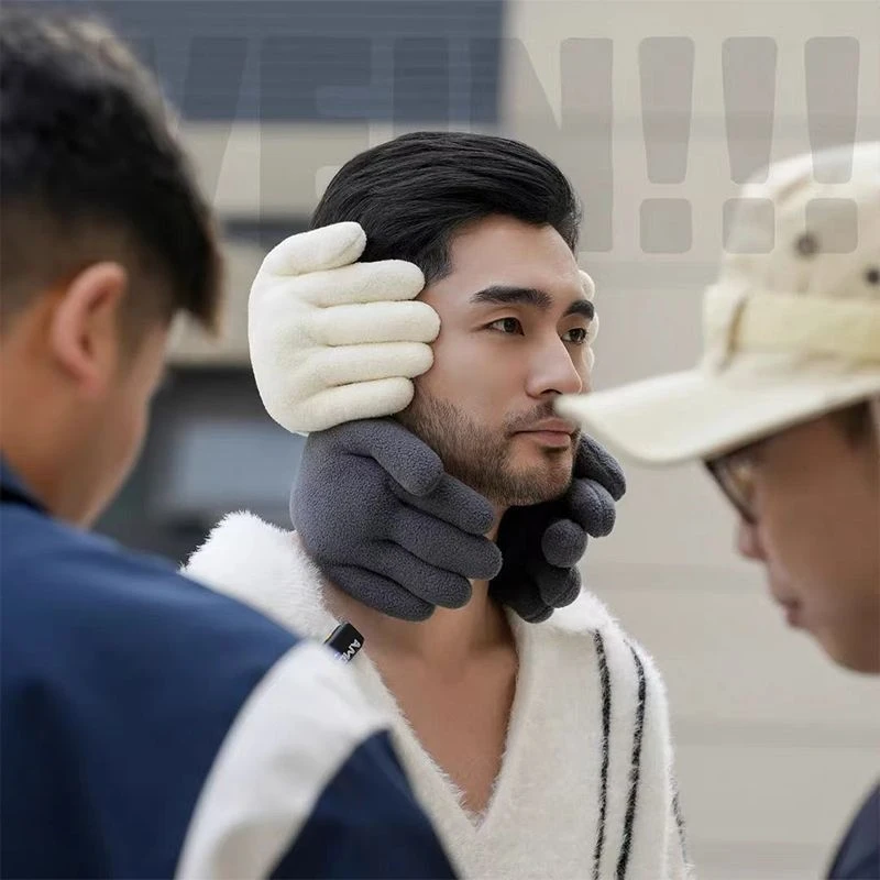 غطاء للأذنين اليدوي يحافظ على الدفء والمضحك للأزواج مع غطاء للأذنين اليد الدافئة لإرسال الأصدقاء محاكاة ساخرة محشوة أفخم هدية عيد الميلاد