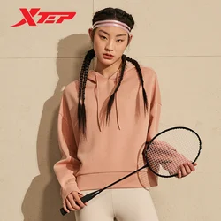 Xtep Pullover Hoodie For Women 2024 Spring Training Soft Professional Women's Sweatshirt Hooded Chic Outdoor Tops 876128930092