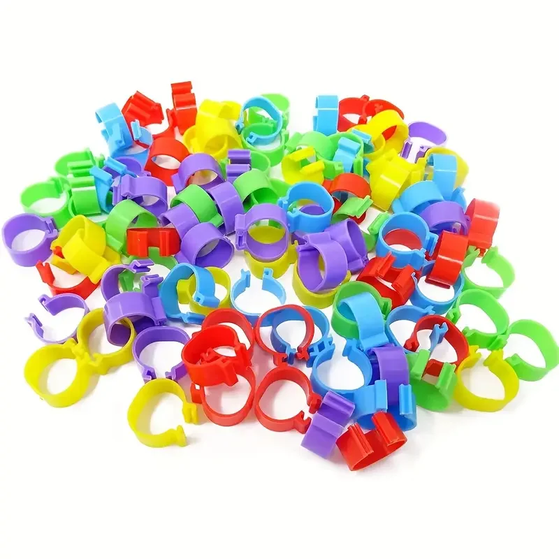 100 pcs Chicken Foot Rings Label Clasp Plastic Poultry Leg Snap Ratchet Clip Digital Duck Pigeon Goose Farm Feed Tool