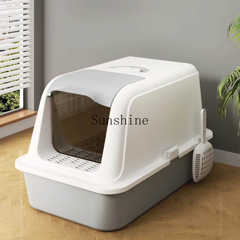 Cat litter box fully enclosed extra large splash-proof stainless steel cat toilet extra large