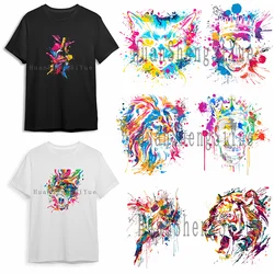 Hollow Out Splash Painting Ironing Sticker Clothes DTF Fashion T-shirt Hoodie DIY Jacket Patch Heat Transfer Sticker