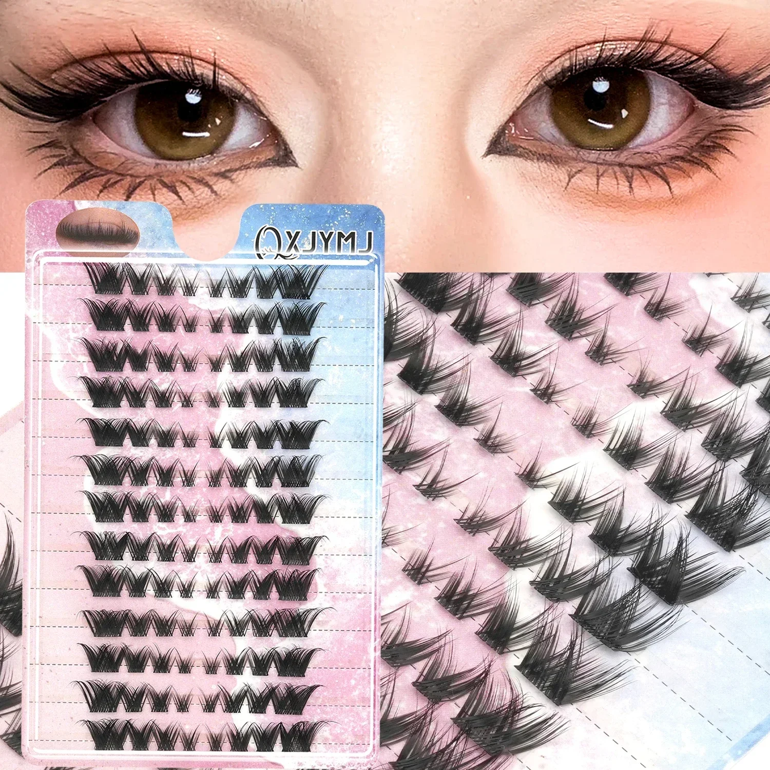 104Pcs Anime Lash Clusters Wispy Individual False Eyelashes DIY Eyelash Extensions Soft Reusable Cluster Lashes