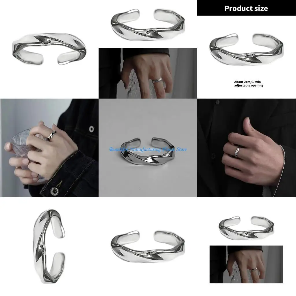 

E56A Stylish Mobius Twist Rings Craft of Sturdy Alloy Materials for Individuals Passionate About Philosophies Daily Use