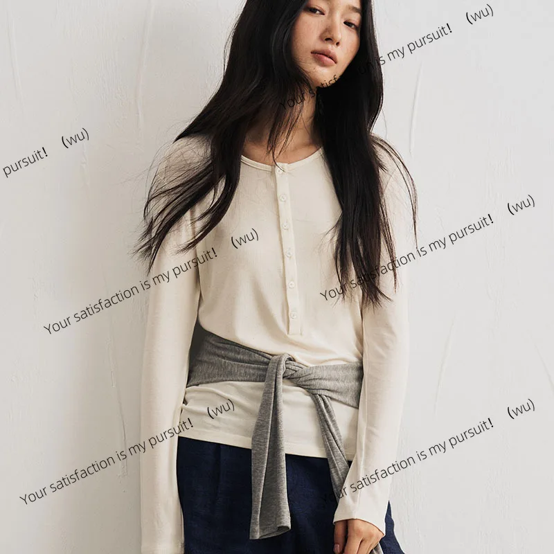 

Tencel acetate wool bottoming shirt women's autumn and winter new round neck slim-fitting knitted sweater solid color striped
