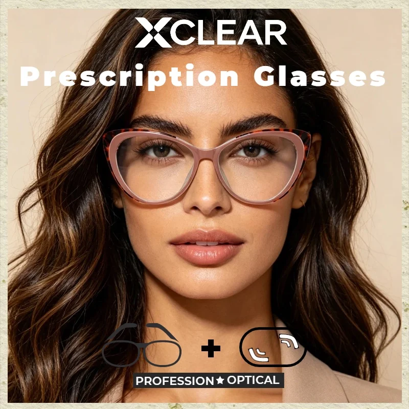 Xclear Cateye Currents Myopia Prescription Glasses New Design Classic High Quality Anti Blue Ray Progressive Optical Eyeware