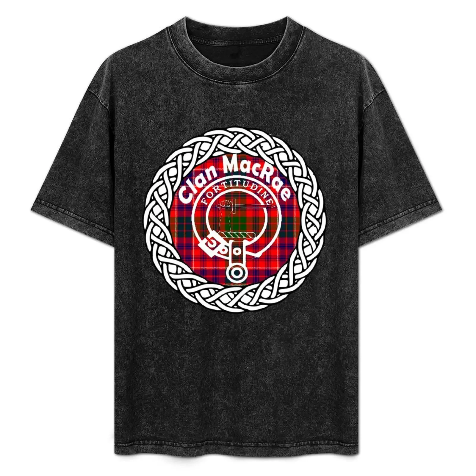 

Clan MacRae surname last name tartan crest badge T-Shirt man graphic t shirt men t shirt cotton 100% T-Shirt