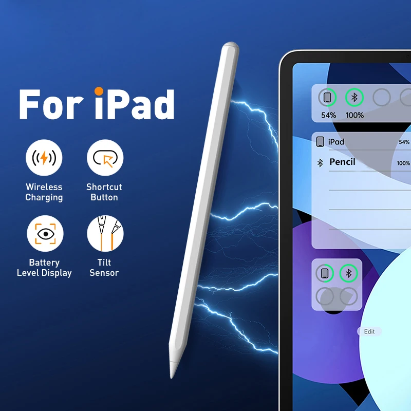 قلم لمس مناسب لجهاز iPad (2018 - 2023)، قلم مغناطيسي سريع الشحن، يتميز بحساسية الميل ووظيفة استبدال اليد