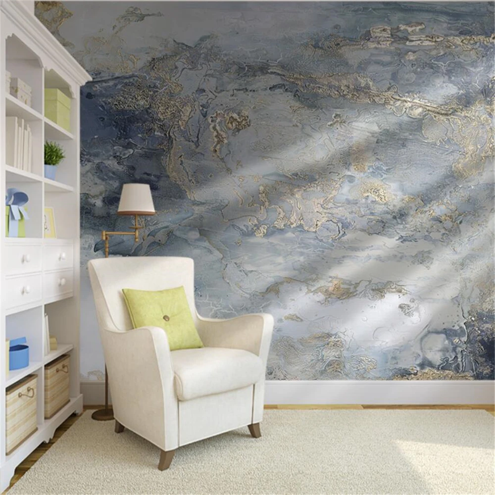 Custom Abstract marble art oil painting wallpapers for living room TV background sofa Retro cement wallpaper for wall covering