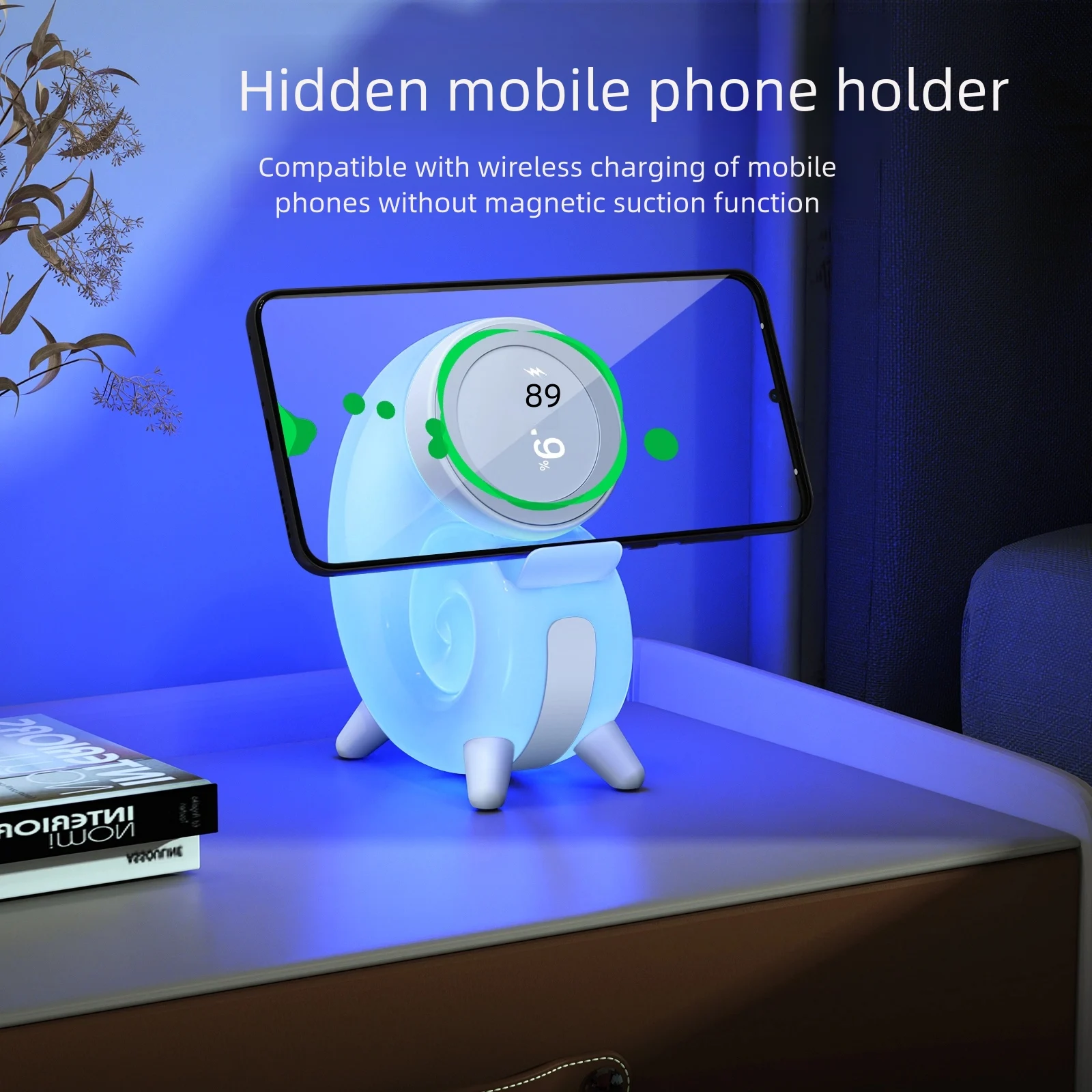 Conch Shaped Magnetic Suction Wireless Charger with Colorful Ambient Light Suitable for Apple IPhone 15, 14, 13, 12 Series