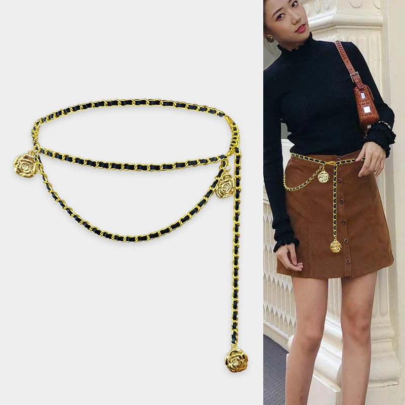 Fashion Gold Chain Belt Female Waist Adjustable Tassel Metal Belts For Women High Quality Easy Waistband Thin Strap