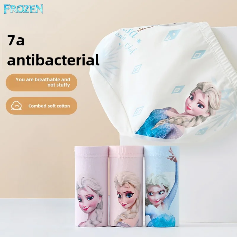 New Frozen Elsa Cartoon Cute Print Children's Pure Cotton Antibacterial Breathable Briefs Medium and Large Children's Leggings