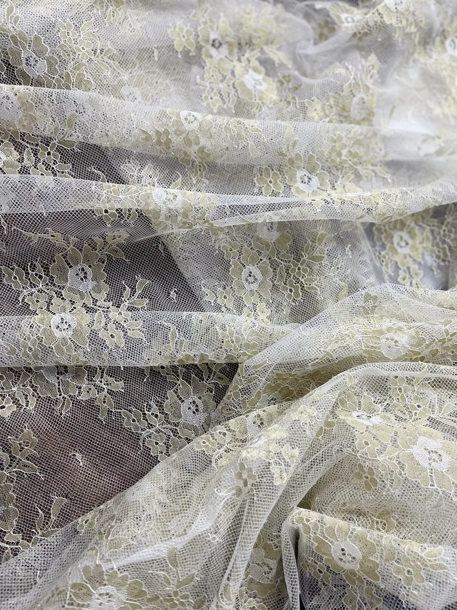 Thread Flower Embroidery Lace Mesh Transparent Fabric Draping for Wedding Dress DIY Accessories Tablecloth Fabric