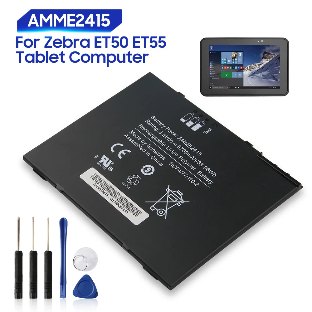 Original Replacement Tablet Battery For Zebra ET50 ET55 1ICP4/77/110-2 AMME2415 Genuine Battery 8700mAh