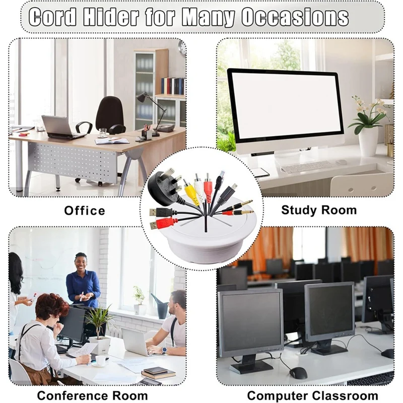 

Набор для скрытия кабелей ТВ (6 шт.), 60 мм (2-3/8 дюйма), для настенного крепления телевизора, с насадкой для дрели для вырезания отверстий, тип А