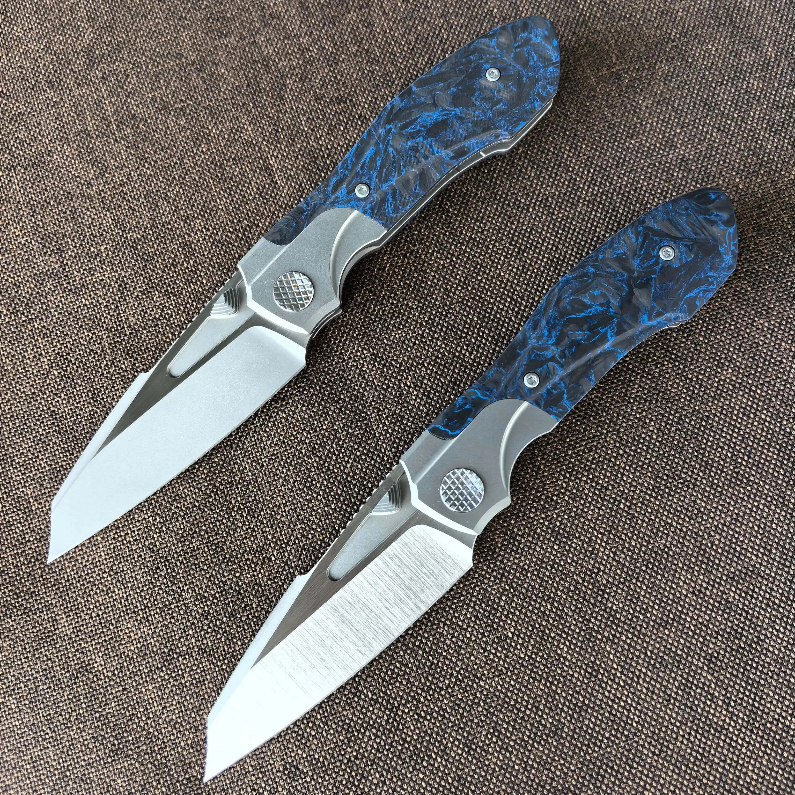 Folding Pocket Knife M390 Steel  CF Titanium Alloy Handle, Camping Fishing Hunting Outdoor Rescue Utility EDC Fruit Knife