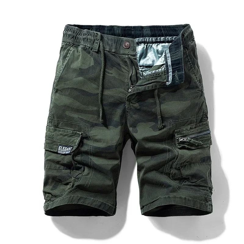 Pantalones cortos de camuflaje de algodón para hombre, Bermudas informales para correr en la playa, verano, novedad