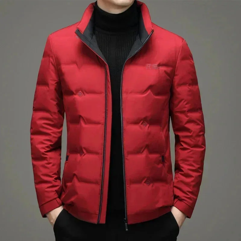 COZOK Men's Lightweight Down Jacket Winter 2025 New Warm Duck Thickened Casual Light Luxury Red Coat Clothing