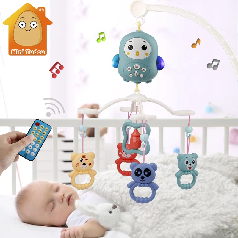 Baby Crib Mobile Rattle Toy For 0-12 Months Infant Rotating Musical Projector Night Light Bed Bell Educational For Newborn Gift