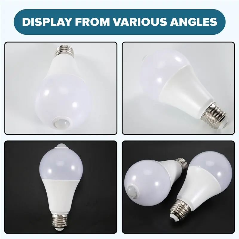 A64Z 4PCS E27 LED Motion Sensor Bulb LED Lamp PIR Sensor Light Bulb Auto ON/OFF Night Light For Porch Stairs Garage Lights 15W